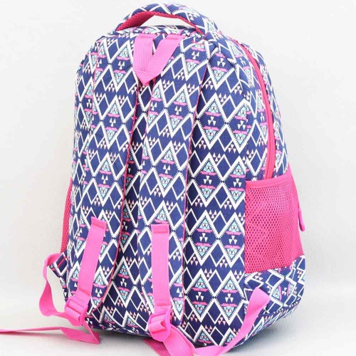 Ученическа раница от варен памучен плат, с много отделения, ефектен десен