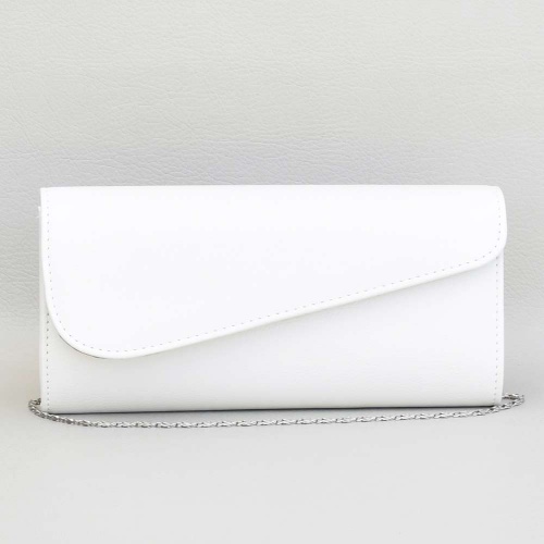 Клъч, тип плик-официална дамска чанта от еко кожа, българска, бяла