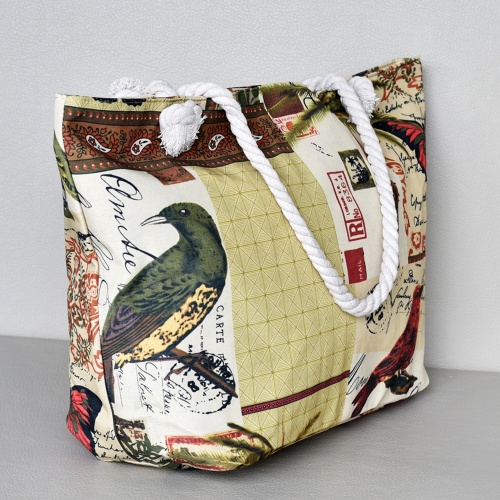 Много голяма плажна чанта от плат затваряне с цип  ЛЯТО 2018