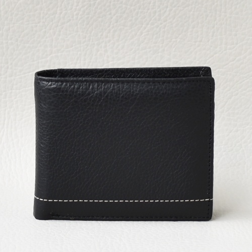 Мъжки портфейл от естествена кожа с щипка и със скрито закопчаване черен