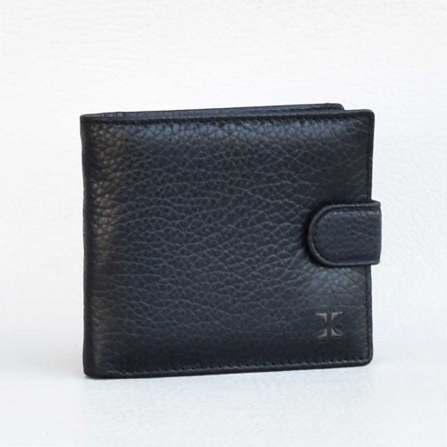 Мъжки портфейл от естествена кожа с много отделения за карти и документи, черен