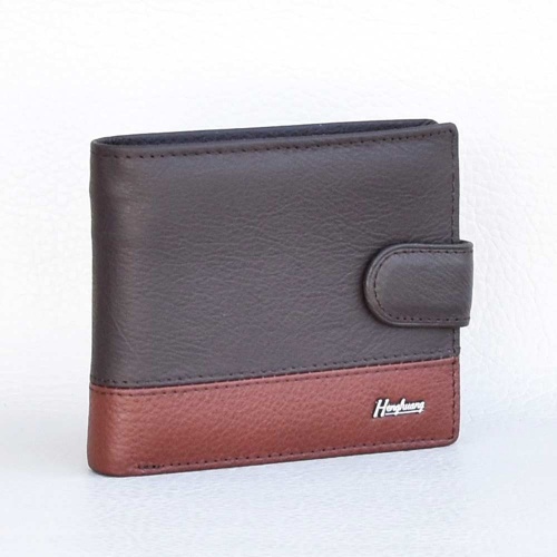Мъжки портфейл от естествена кожа с допълнителна страница за карти и документи, кафяв
