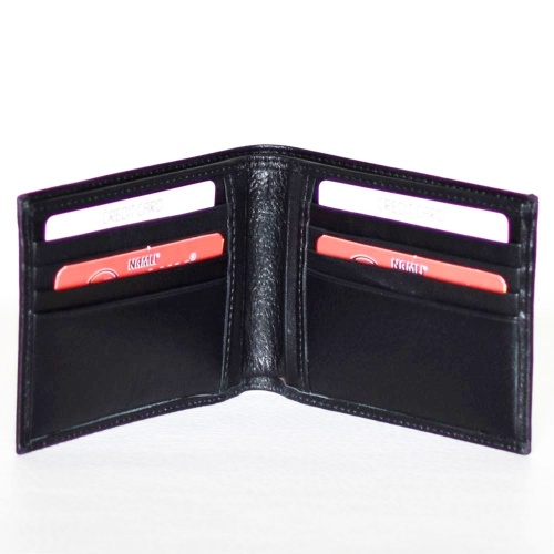 Мъжки портфейл от естествена кожа, черен компактен модел без монетник, произход Турция