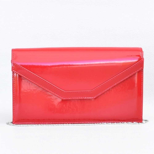 Клъч-официална бална чанта, лачена, българска, червена