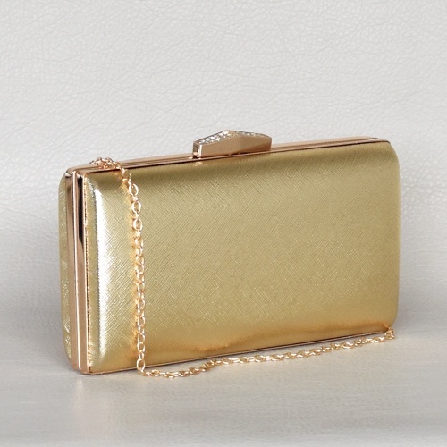 Официална дамска чанта тип клъч твърда бална с ефектна закопчалка с камъни