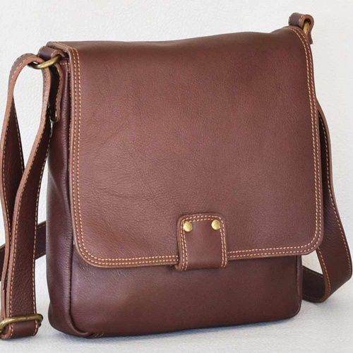 Мъжка чанта от естествена кожа, италианска кафява