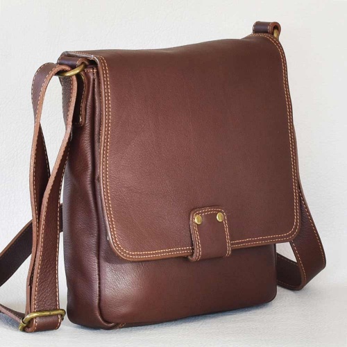 Мъжка чанта от естествена кожа, италианска кафява