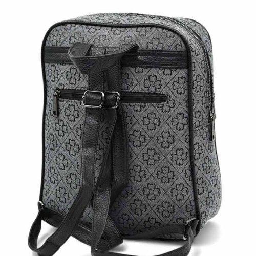 Дамска раница от здрав плат с много джобове спортно-елегантен модел сива