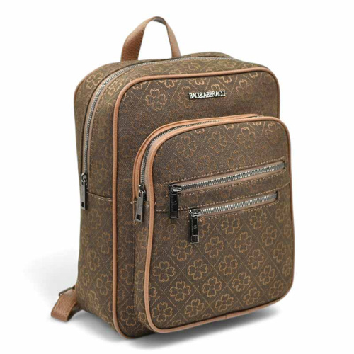 Дамска раница от здрав плат с много джобове спортно-елегантен модел кафява