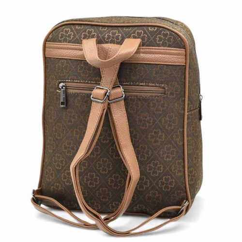 Дамска раница от здрав плат с много джобове спортно-елегантен модел кафява