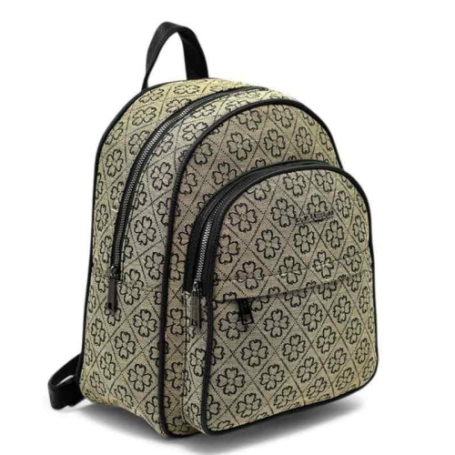 Дамска раница от здрав плат с много отделения топ модел бежова