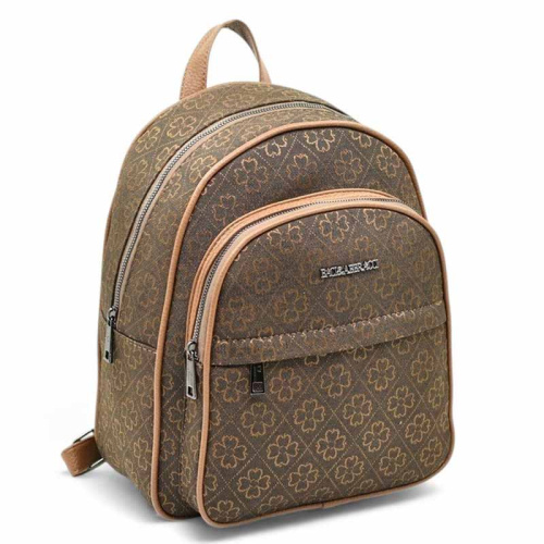 Дамска раница от здрав плат с много отделения топ модел кафява