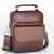 Мъжки чанти: Мъжка чанта от естествена кожа с капак на джоба, класически модел, височина 22 см, кафява